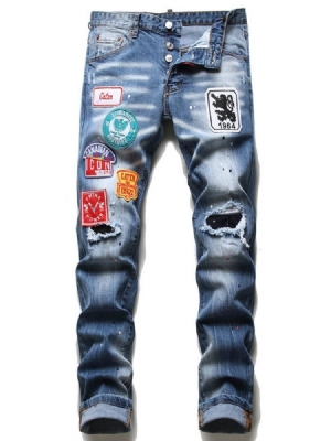 Painetut Gradient Pencil Pants Button European Miesten Farkut
