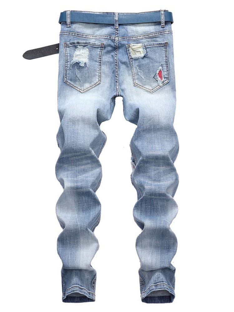 Patchwork Vaaleansininen Laskostettu Miesten Rento Farkku