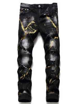 Pencil Pants Hole Zipper European Miesten Farkut