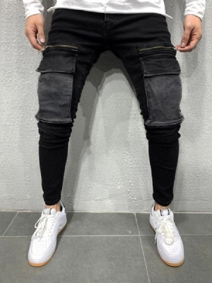 Pencil Pants Zipper European Miesten Farkut