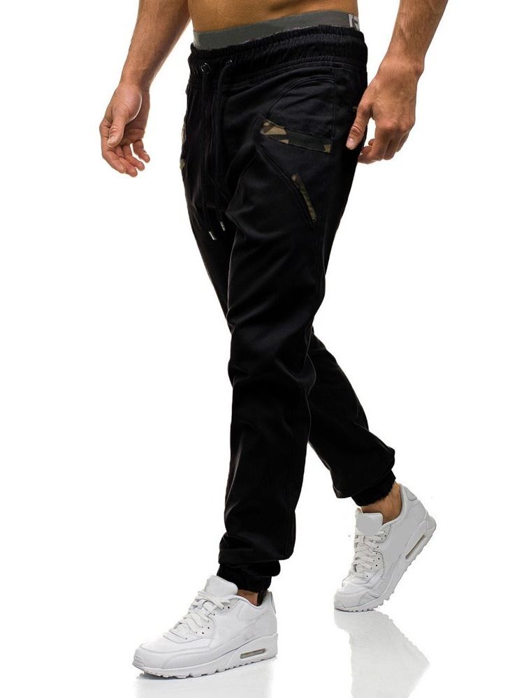 Pocket Color Block Lace-up Miesten Rento Farkut