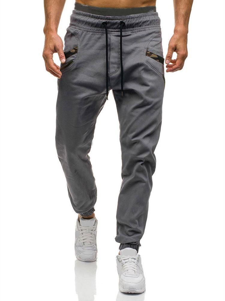 Pocket Color Block Lace-up Miesten Rento Farkut