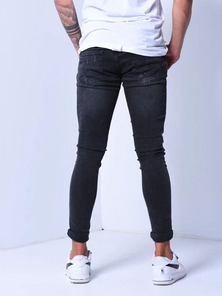 Pocket Color Block Pencil Pants Casual Zipper -farkut
