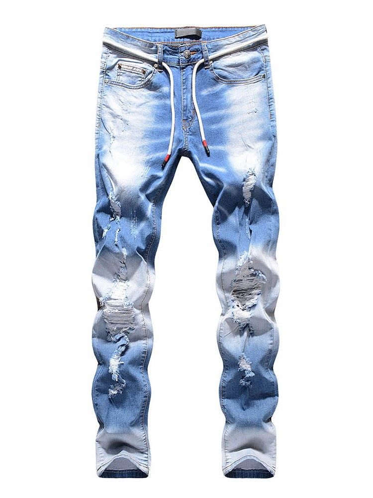 Pocket Gradient Straight Casual Zipper Miesten Farkut