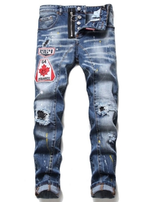 Reikä Casual Button Miesten Farkut
