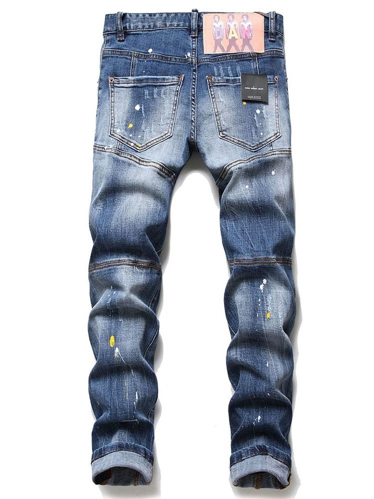 Reikä Casual Button Miesten Farkut