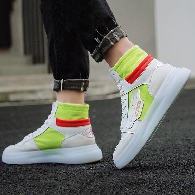 Color Block High-cut Ylä Pyöreä Varvas Miesten Skeittikengät