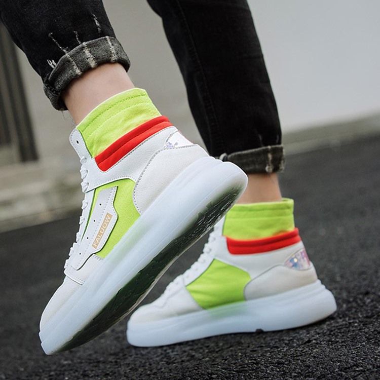 Color Block High-cut Ylä Pyöreä Varvas Miesten Skeittikengät