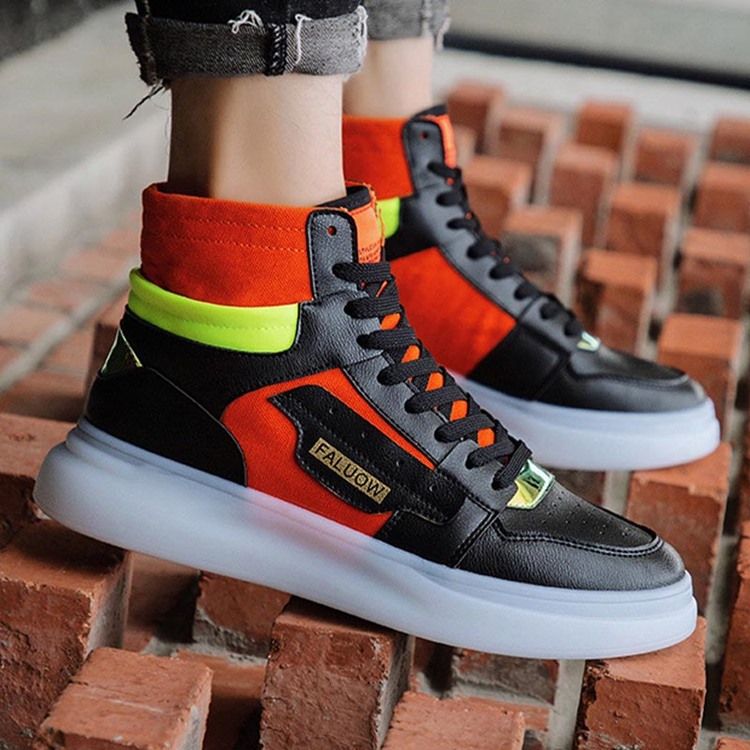 Color Block High-cut Ylä Pyöreä Varvas Miesten Skeittikengät