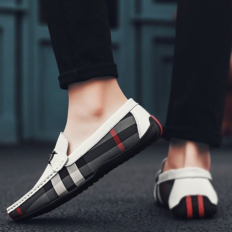 Plaid Slip-on Round Toe Miesten Kengät
