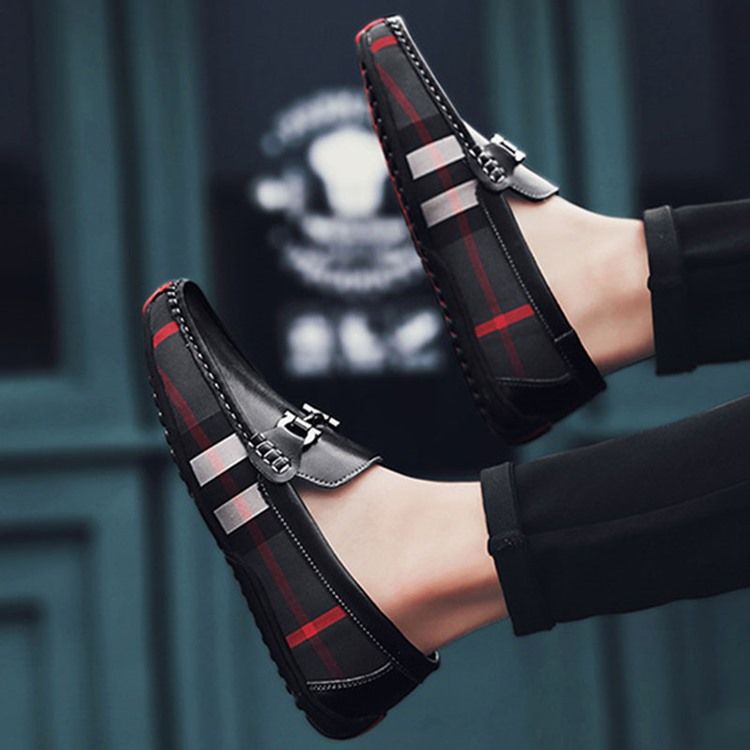 Plaid Slip-on Round Toe Miesten Kengät