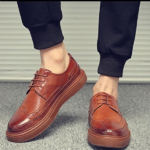 Pu Hollow Round Toe Lace-up Miesten Mukavat Kengät