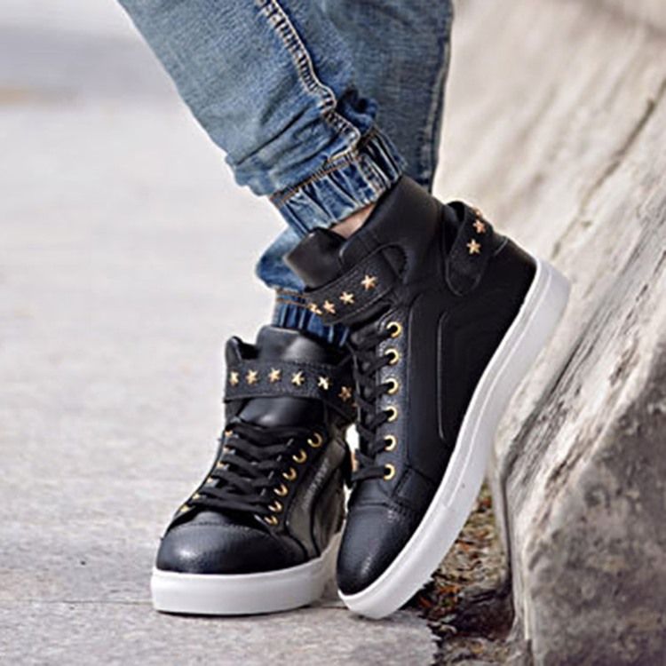 Pu Rivet Lace-up High-cut Upper Miesten Lenkkarit