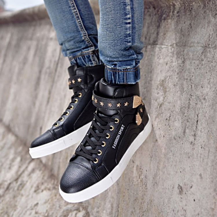 Pu Rivet Lace-up High-cut Upper Miesten Lenkkarit