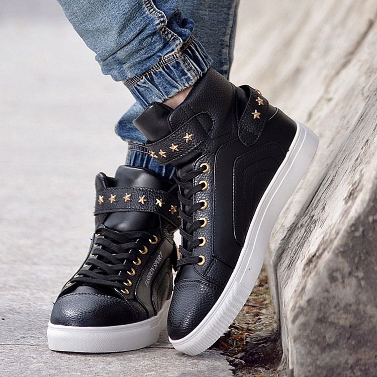 Pu Rivet Lace-up High-cut Upper Miesten Lenkkarit