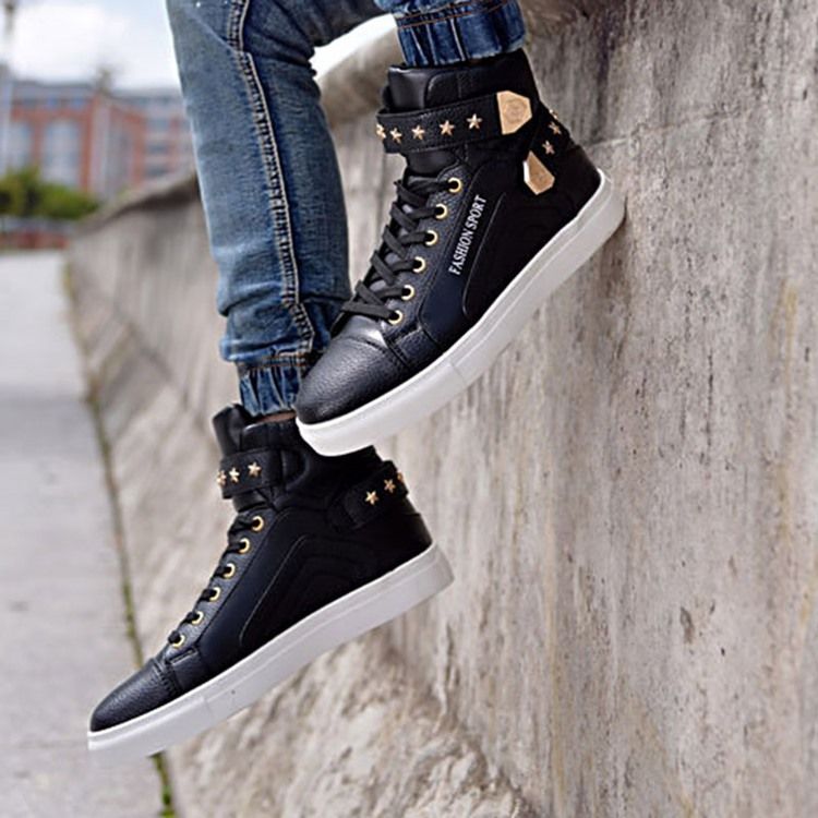 Pu Rivet Lace-up High-cut Upper Miesten Lenkkarit