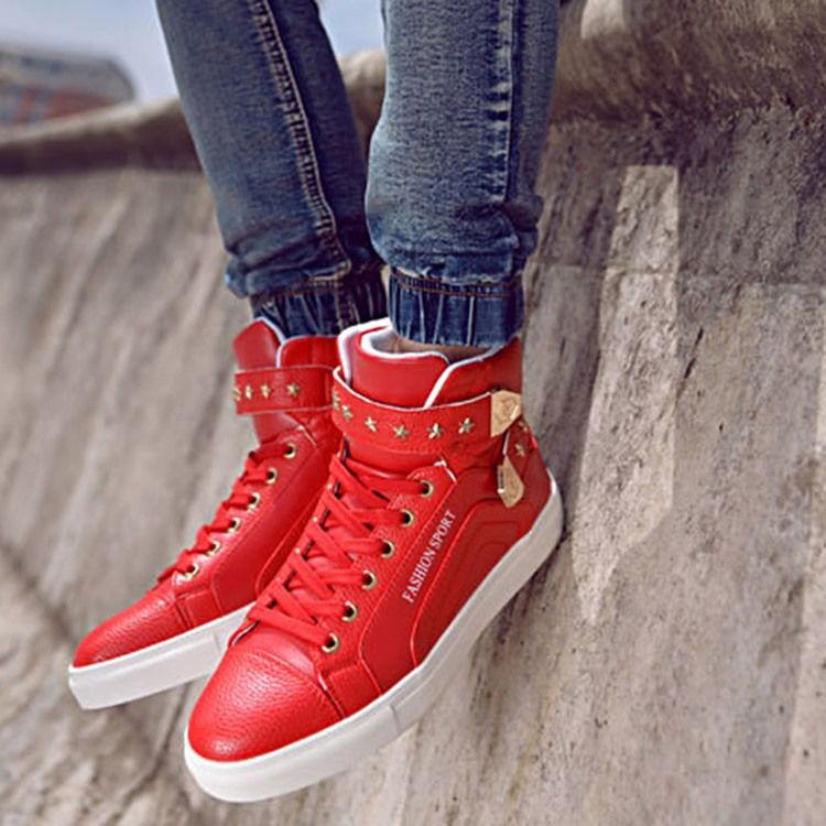 Pu Rivet Lace-up High-cut Upper Miesten Lenkkarit