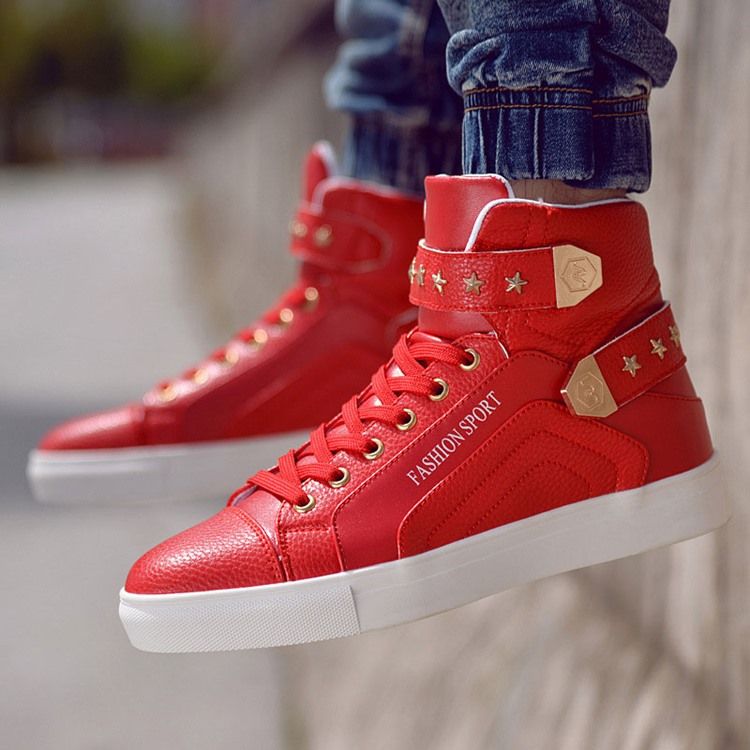 Pu Rivet Lace-up High-cut Upper Miesten Lenkkarit