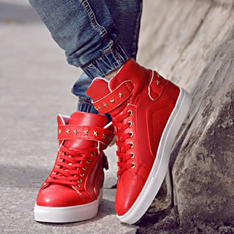Pu Rivet Lace-up High-cut Upper Miesten Lenkkarit