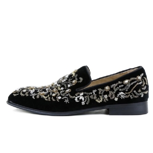Rhinestone Round Toe Slip-on Miesten Vapaa-ajan Kengät