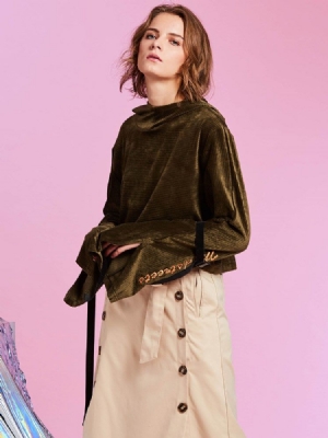 Flare Sleeve Plain Pullover Naisten Huppari
