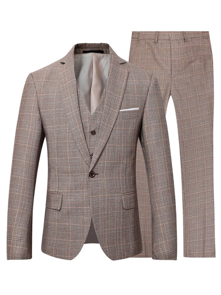 Blazer One Button Plaid Miesten Puku