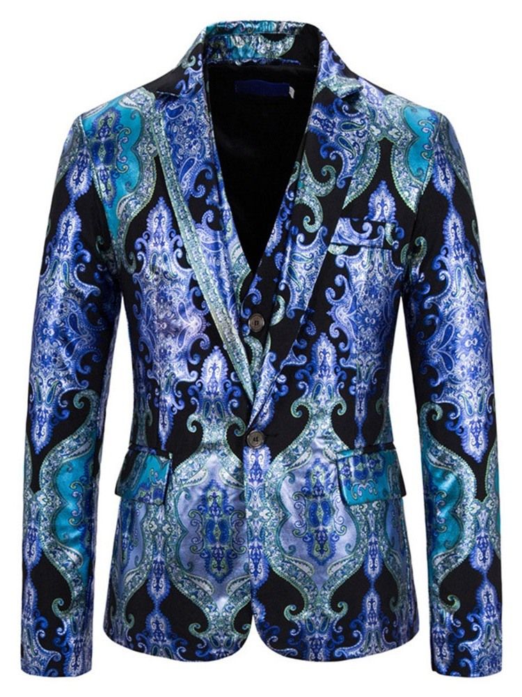 Blazer Print One Button Miesten Puku