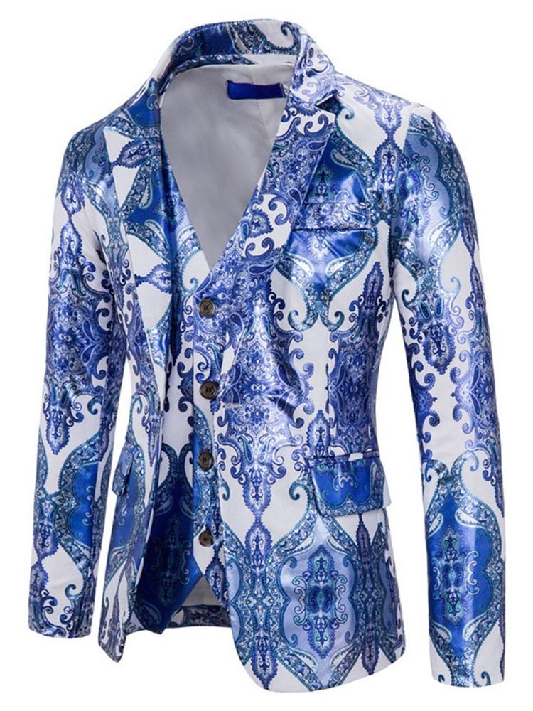 Blazer Print One Button Miesten Puku