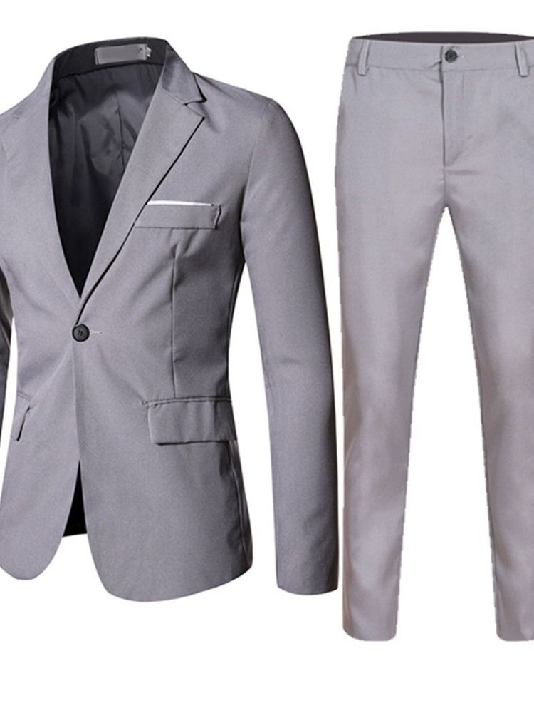 Muodollinen Yhden Napin Housut Miesten Puku