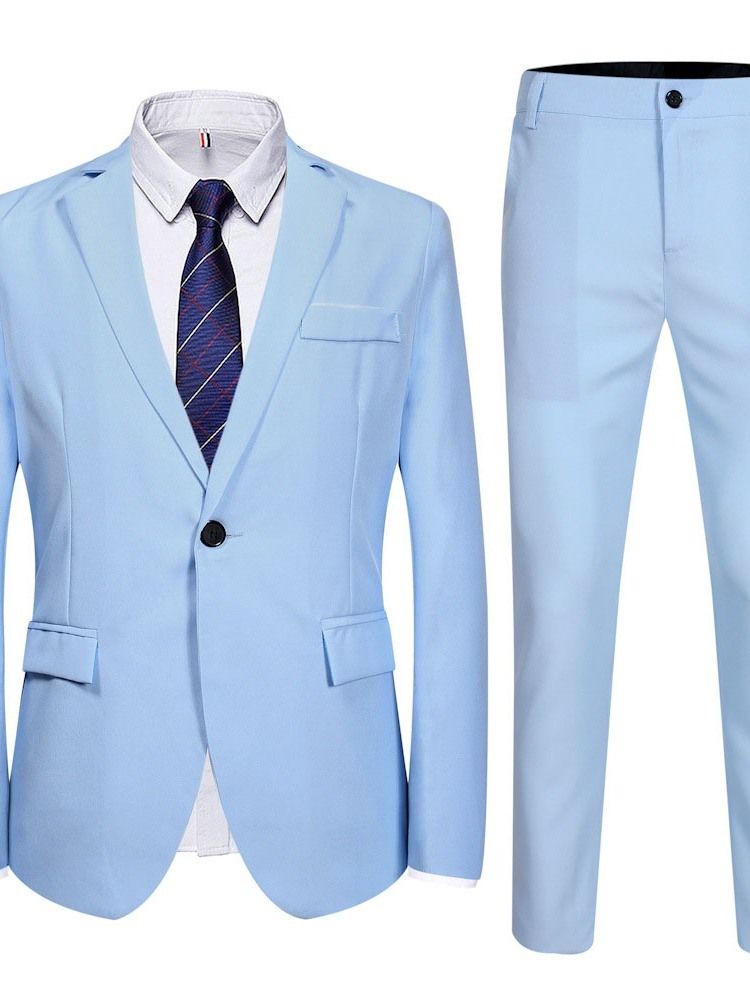 Muodollinen Yhden Napin Housut Miesten Puku