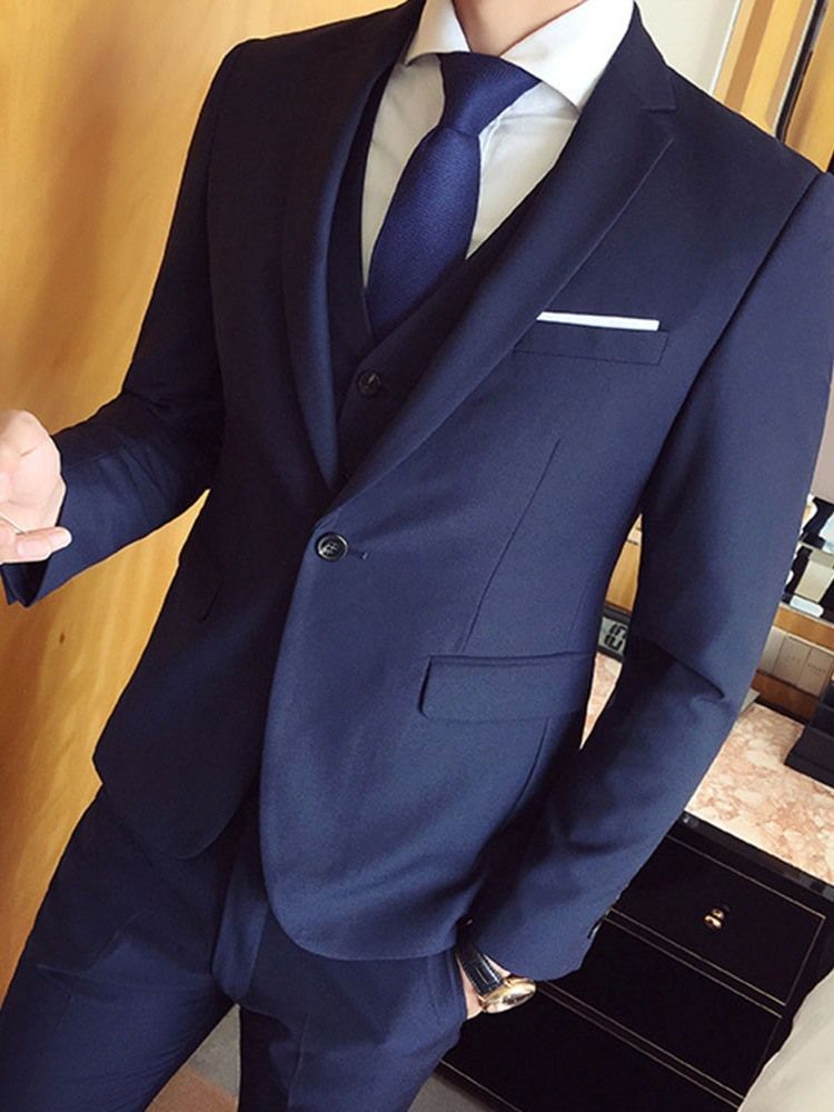 Muodollinen Yhden Napin Liivi Miesten Puku