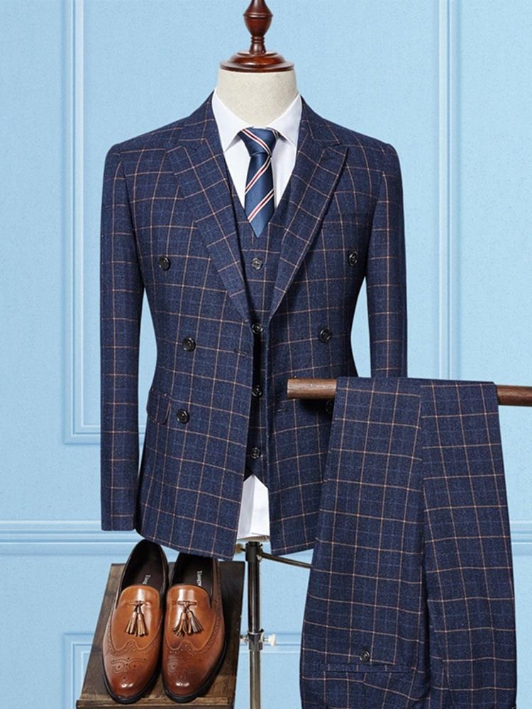 Plaid Blazer Housut Miesten Puku