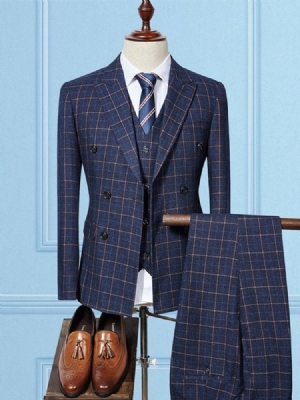 Plaid Blazer Housut Miesten Puku