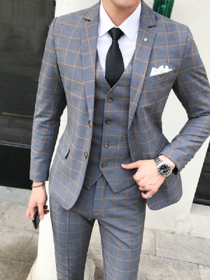 Plaid Korean Button Miesten Puku