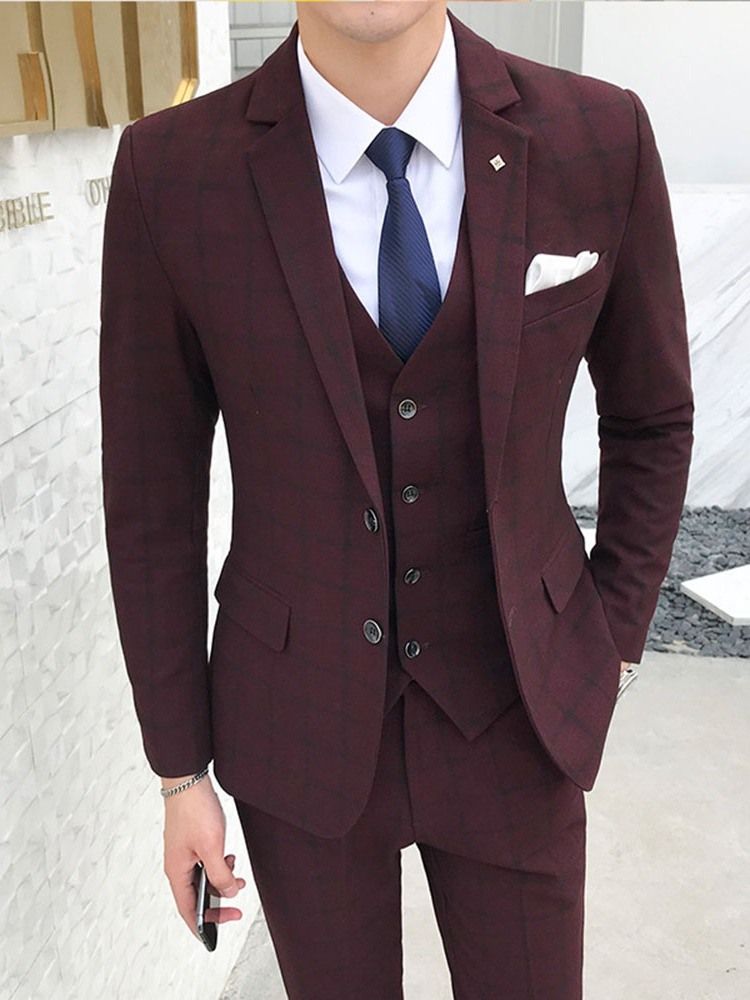 Plaid Korean Button Miesten Puku