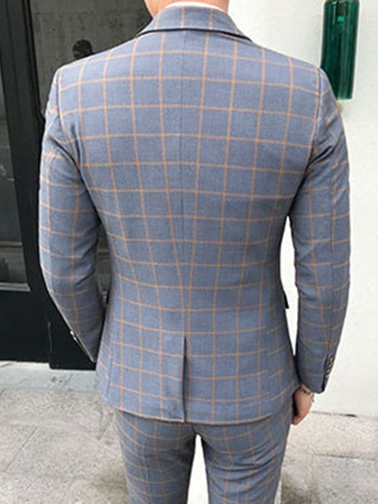 Plaid Korean Button Miesten Puku
