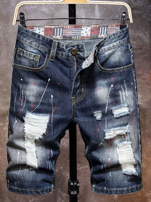 Color Block Straight Pocket Korean Mid Waist -farkut