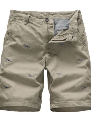 Eläinten Suorat Kirjonat Keskivyötäröllä Casual Miesten Shortsit