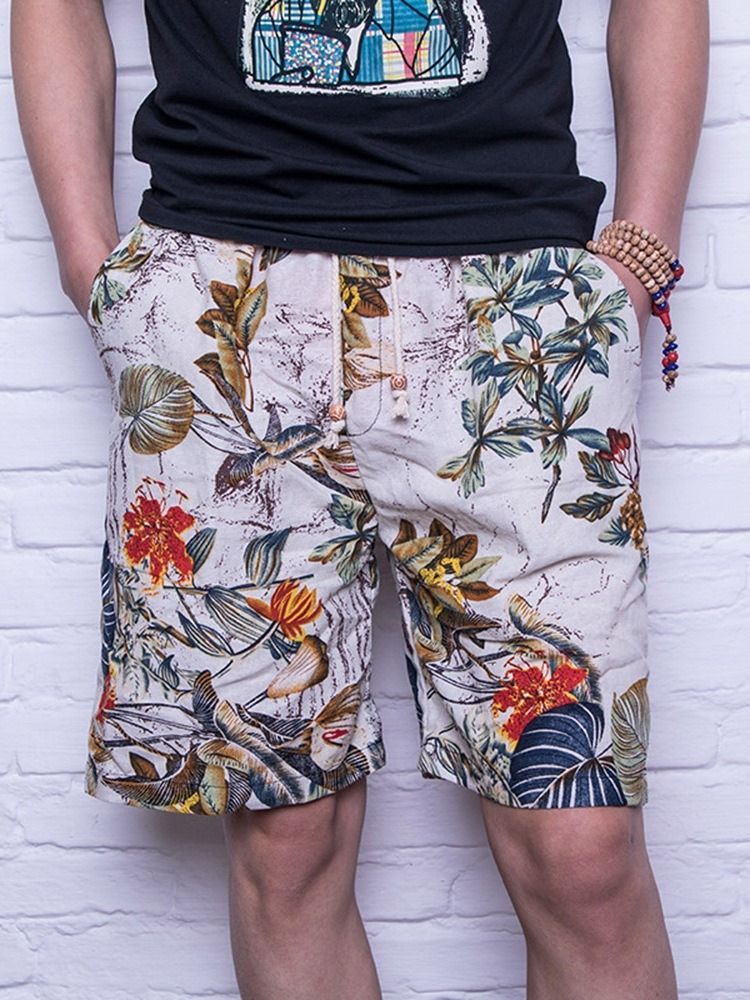 Kukka Suorat Nauhalliset Miesten Rento Shortsit