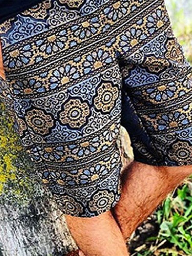 Kukkapainetut Suorat Miesten Rento Shortsit