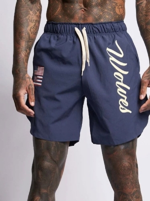 Lace-up Letter Slim Lace-up Miesten Shortsit