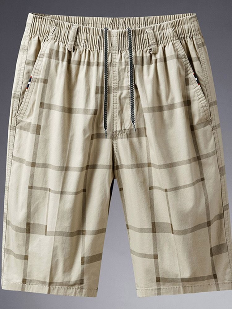 Lace-up Plaid Loose Lace-up Mid Waist Miesten Shortsit
