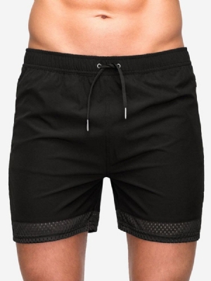 Lace-up Slim Plain Casual Mid Waist Miesten Shortsit