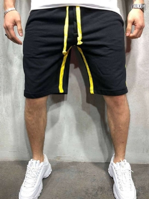 Lace-up Straight Stripe Mid Waist Miesten Rento Shorts