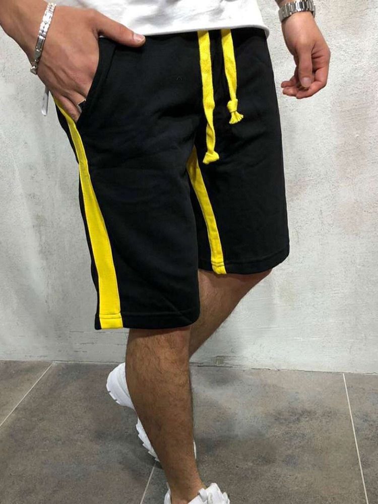 Lace-up Straight Stripe Mid Waist Miesten Rento Shorts