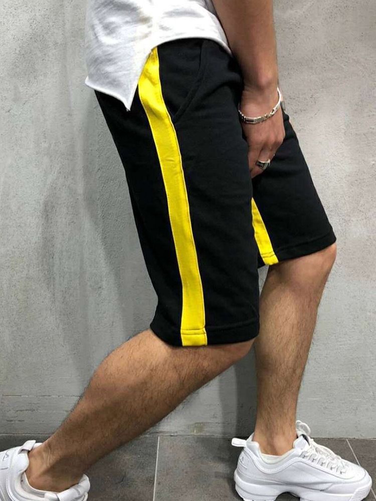 Lace-up Straight Stripe Mid Waist Miesten Rento Shorts