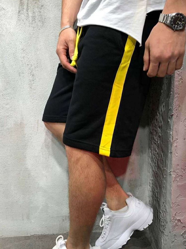 Lace-up Straight Stripe Mid Waist Miesten Rento Shorts