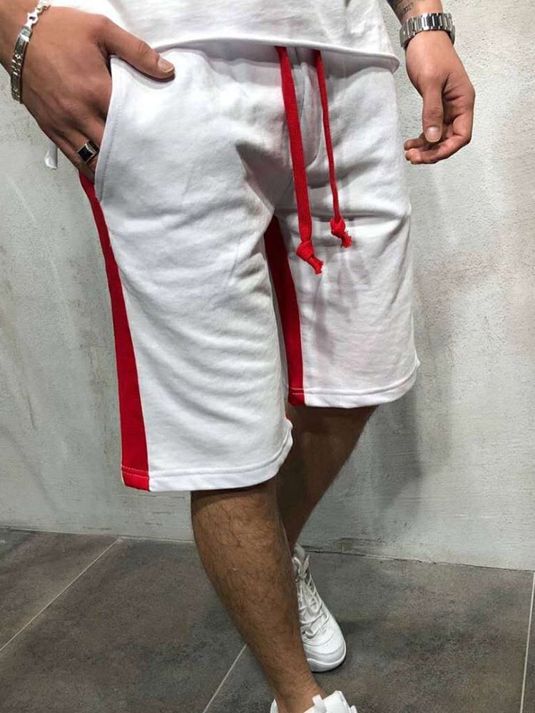 Lace-up Straight Stripe Mid Waist Miesten Rento Shorts