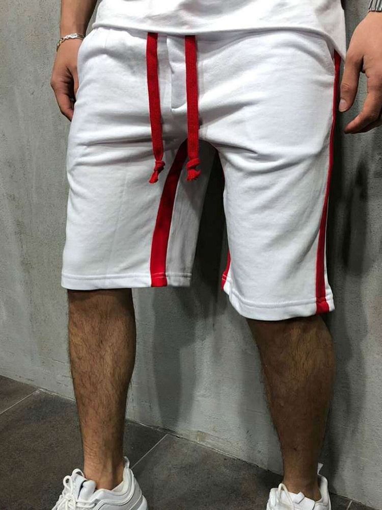 Lace-up Straight Stripe Mid Waist Miesten Rento Shorts