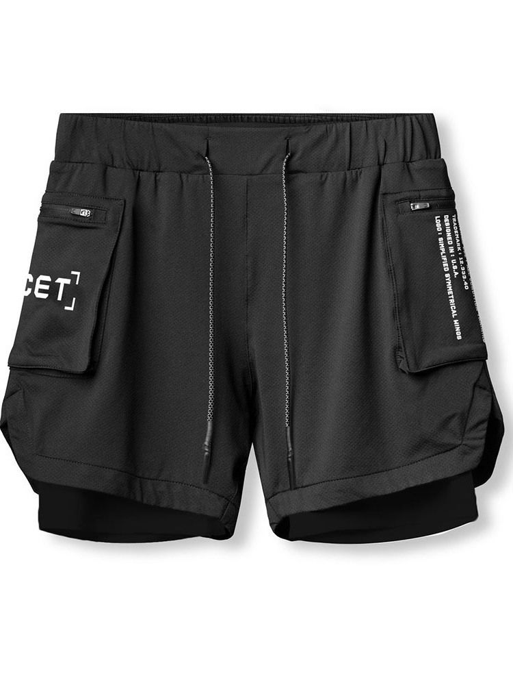 Löysät Letter Pocket Casual-nauhalliset Miesten Shortsit